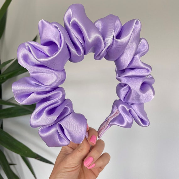 Purple Lilac Scrunchie Crown Silk Satin Rouched Hair Band  display picture 1
