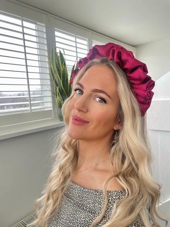 Burgundy Red Scrunchie Crown Silk Satin Twist Rouched Hair  display picture 1