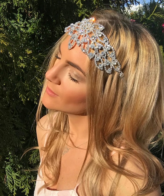 Silver Diamond Crystal Hair Band Headband Rhinestone Jewelled