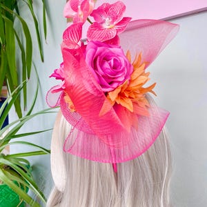 Orange Pink Fascinator - Etsy display picture 3
