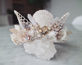 Rose Gold Diamond Sea Shell Mermaid Crown Hair Head Band