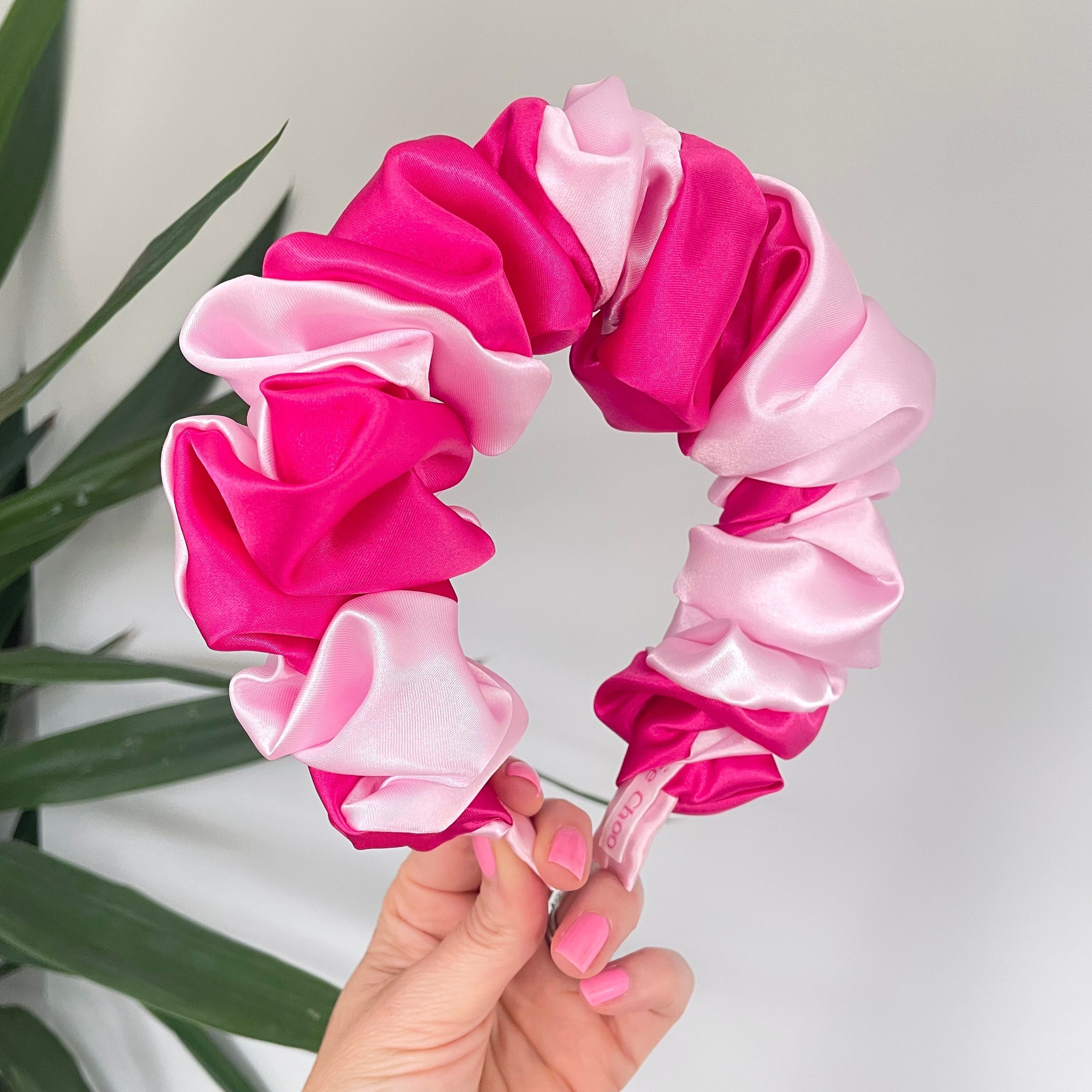 2pcs Pink Headband with Matching Scrunchie Hair Tie display picture 2