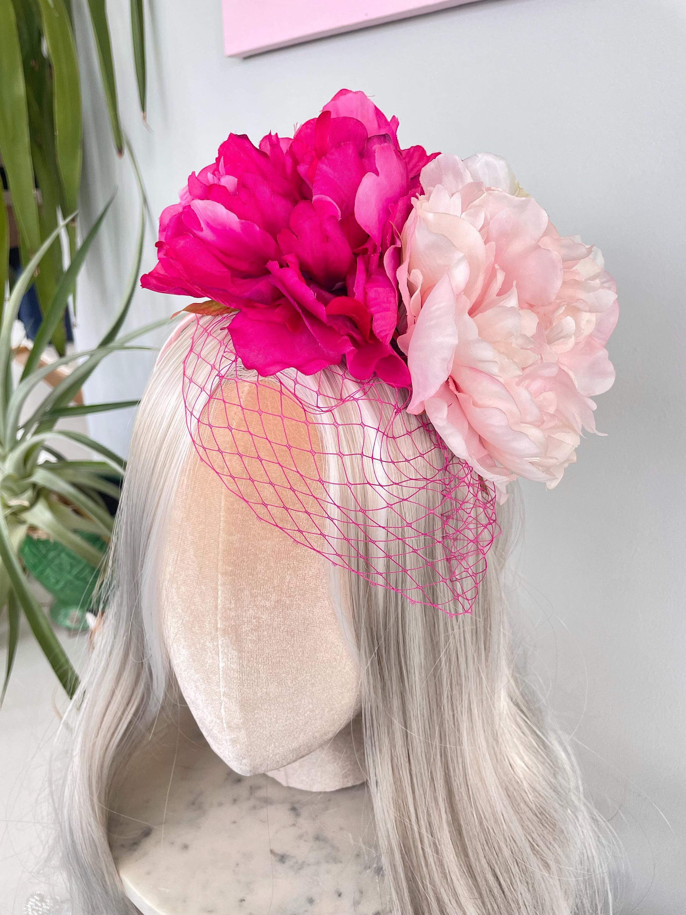 Hot Pink Fascinator With Veil - Etsy