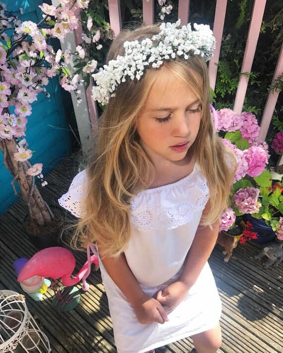 Gypsophila Baby S Breath Flower Crown Halo Hair Band Etsy Uk