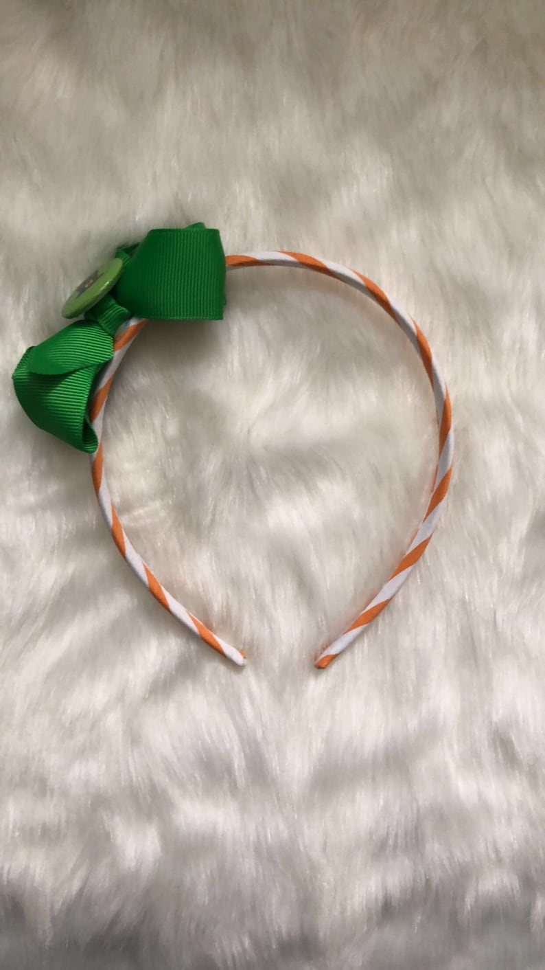 St Patrick\u2019s day hair bow kids adult headband green Irish St pattys day luck of the Irish orange clover