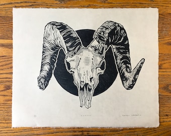 Ramses (Found Skull No. 2) Woodcut Print