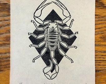 Scorpio Linocut Print