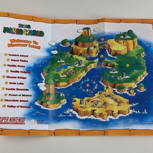 Super Mario World – Super Nintendo – Poster/Karte (GEFALTET)