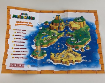 Super Mario World - Super Nintendo - Poster/Map (FOLDED)