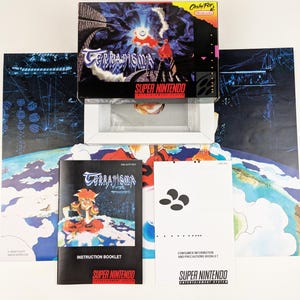 Terranigma - Super Nintendo - Pack complet, boîte, manuel, poster, plateau intérieur (sans jeu)