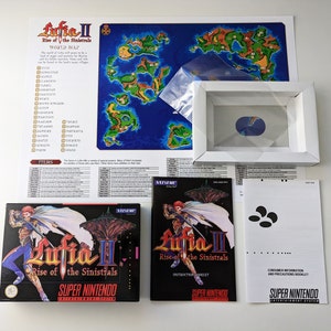 Lufia II Rise of the Sinistrals - Super Nintendo - Complete Pack Box, Manual, Poster, Inner tray (No Game)
