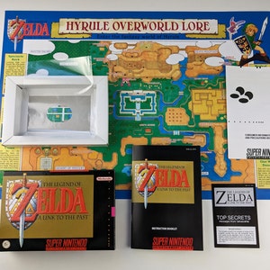 Zelda A Link to the Past - Super Nintendo - Complete Pack Box, Manual, Hints Book, Poster, Inner tray (No Game)