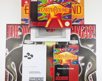 Earthbound – Super Nintendo – PAL – Komplette Packungsbox, Handbuch, Poster, Innenschale (kein Spiel)