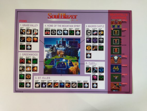 Soul Blazer - Super Nintendo - Poster/map (FOLDED) - Etsy