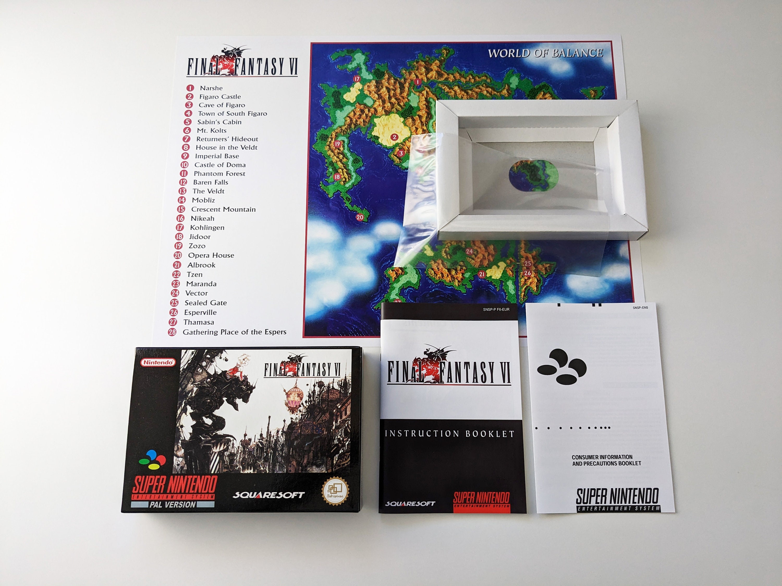 Final Fantasy VI Super Nintendo Complete Pack Box, Manual, Poster,  Inner tray (No Game)