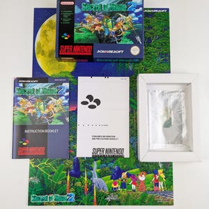 Secret of Mana 2 – Super Nintendo – PAL – Komplette Packungsbox, Handbuch, Poster, Innenschale (kein Spiel)