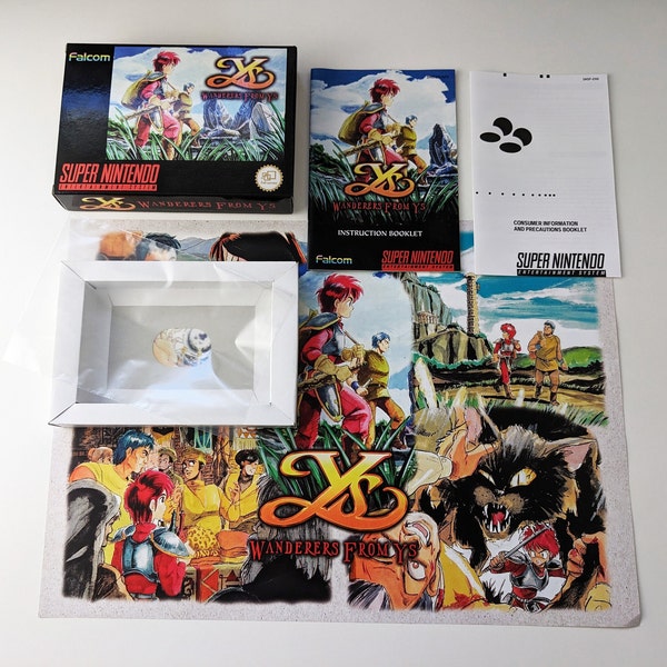 Ys III Wanderers de Ys - Super Nintendo - Complete Pack Box, Manual, Poster, Inner tray (No Game)