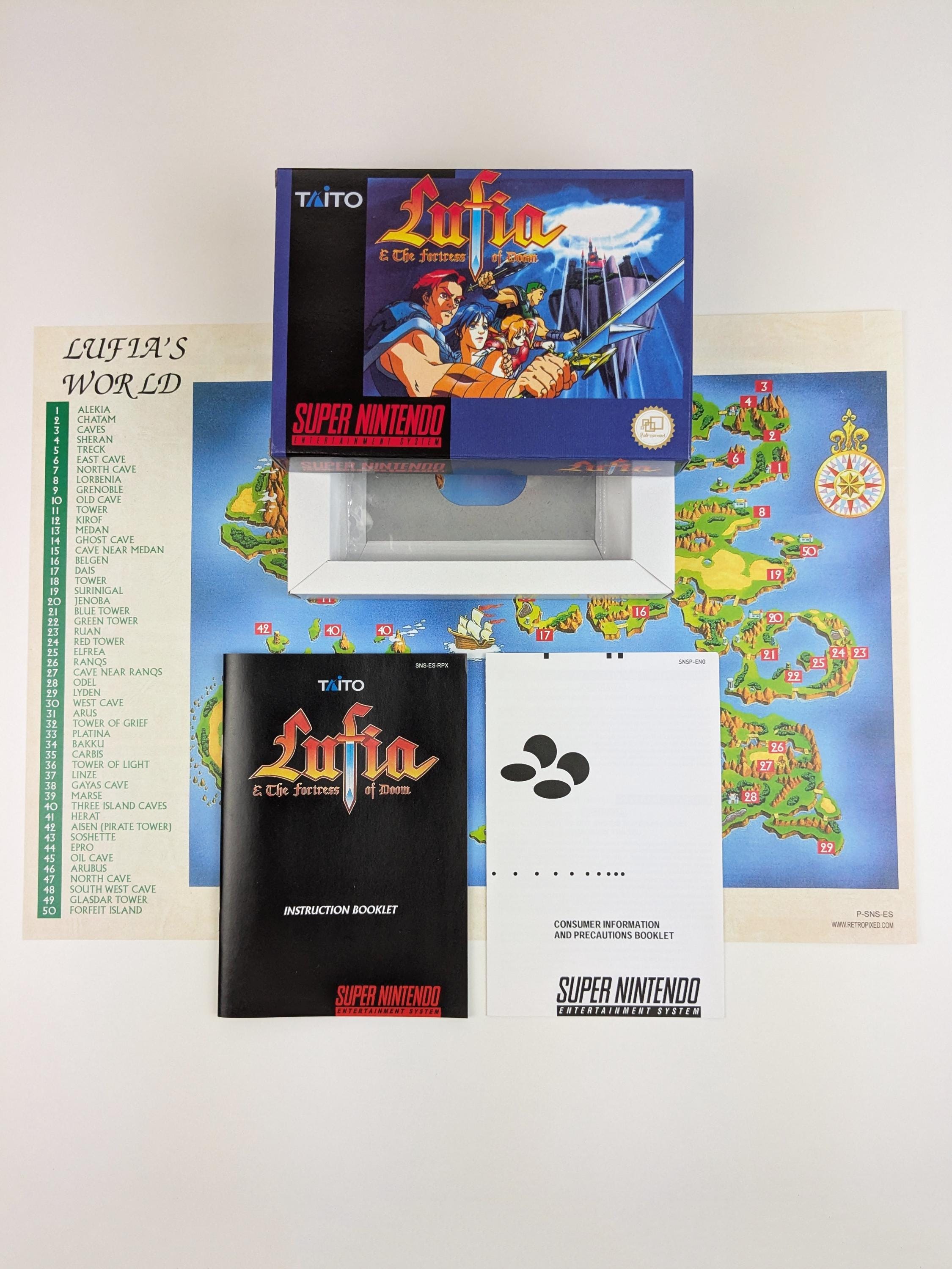Lufia & The Fortress of Doom - Super Nintendo - PAL - Complete Pack Box, Manual, Poster, Inner tray (No Game)