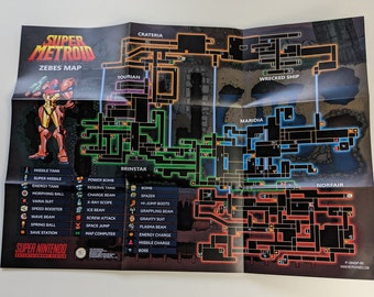 Super Metroid - Super Nintendo - Poster/Map (FOLDED)