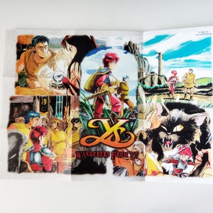 Ys III Wanderers de Ys - Super Nintendo - Affiche/Carte (PLIÉ)