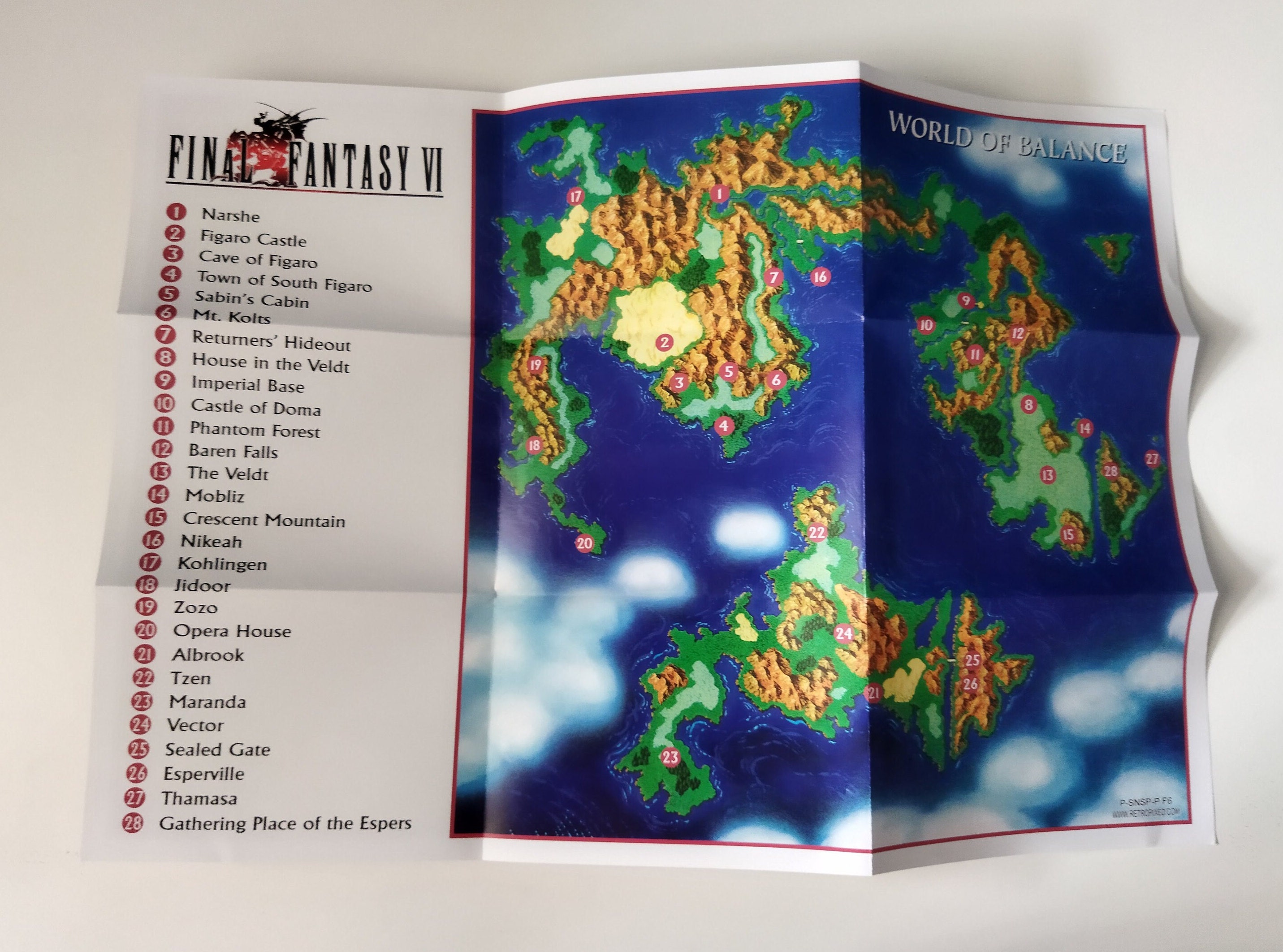 Final Fantasy VI - Super Nintendo - Poster/map (FOLDED) - Etsy
