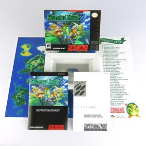 Secret of Mana 2 - Super Nintendo - Complete Pack Box, Manual, Poster, Inner tray (No Game)