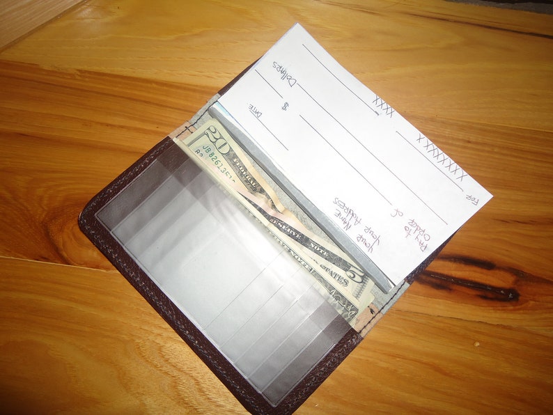 Leather Checkbook Cover Handmade Hair on Hide