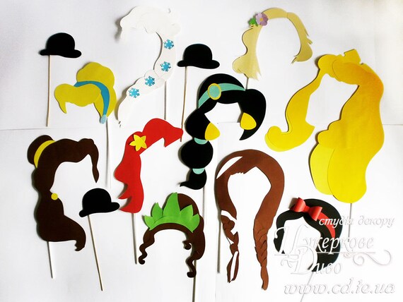 Disney princess photo prop-Disney Photo Booth Props-Princess and Fairy Hair-frozen photo booth props-Disney Princess Birthday Party Props Il_570xn