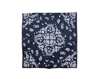 Bandana pocket square, pocket square, cotton, paisley, cotton, blue, gift, groom, wedding