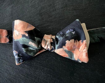 Liberty London Bow Tie “Decadent Blooms” – Floral Handmade Self-Tie Bow Tie for Men – Cotton and Raw Silk