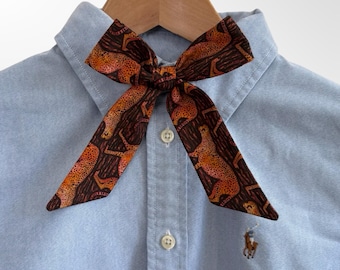 Liberty London Leopard Print Neck Bow – Animalier Cotton Bow Tie for Women’s Shirts or Bold Outfits