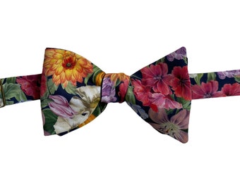 Liberty London cotton flower bow tie, self-tie bow tie, cotton bow tie, wedding accessories, double face
