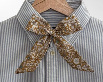 Liberty London Neck Bow – Handmade Wiltshire Floral Cotton Bow Tie in Mustard Yellow