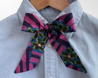 Liberty London Neck Bow for Women – Abstract Floral Cotton Bow Tie for Shirt or Statement Outfit