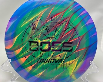 Innova Boss dyed disc golf disc, Halo Star plastic, 13 5 -1 3 , 161 grams, lightly used condition.