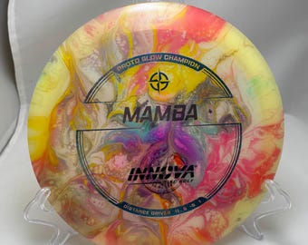 Innova Mamba dyed disc golf disc, Proto Glow Champion plastic, 155 grams , 11 6 -5 1, new condition.