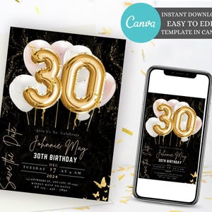 She&#39;s Thirty Birthday Invitation, Digital 30th Birthday Invitation, 30th E-Invite, 30th Birthday Evite, 30th Party Invitation, Digital evite