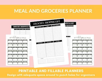 Grocery List Printable Template, Grocery Planner, Food Shopping List, Grocery List Notepad, Shopping List, Magnetic Notepad, Food Planner