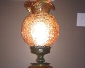Fenton glass poppy pattern Gone with the wind hurricane lamp amber color