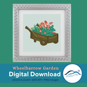 Wheelbarrow Flower Garden Digital Download Art Print