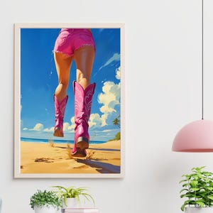 Coastal Cowgirl Boots Print: Preppy Dorm Room Wall Art (Digital Download)