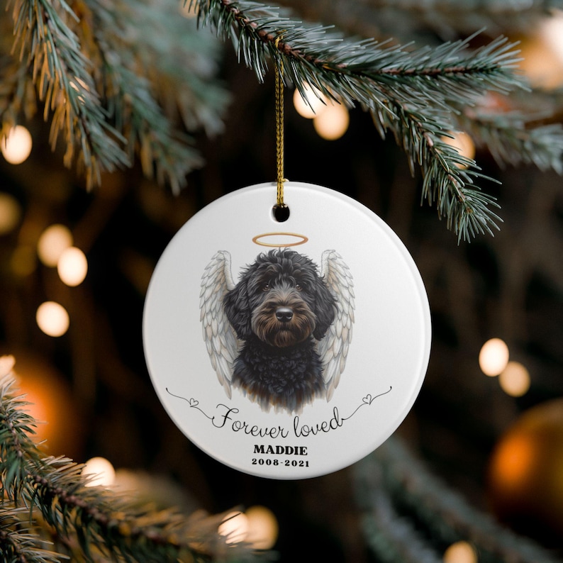 Personalized Labradoodle Goldendoodle Memorial Ornament: Angel Wings ...