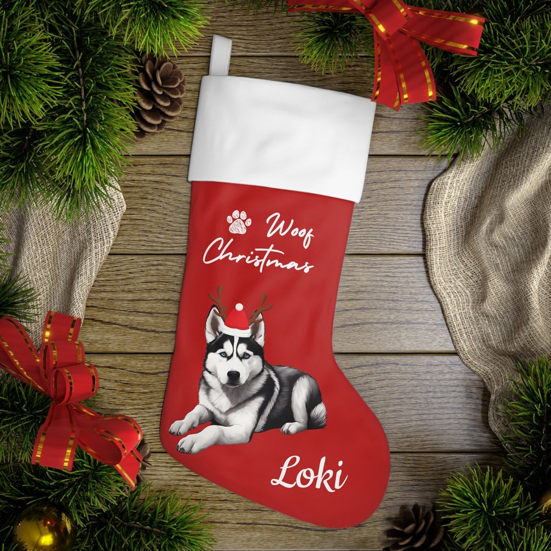 Siberian Husky Dog Christmas Stocking, Dog Lovers Gift, Dog Pet Owners