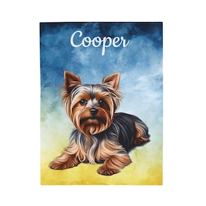 Personalized Yorkshire Terrier Blanket, Custom Name Velveteen Plush Blanket 3 Sizes Gift for Dog Lovers, Pet Owners Animal Lovers Yorkie Mom