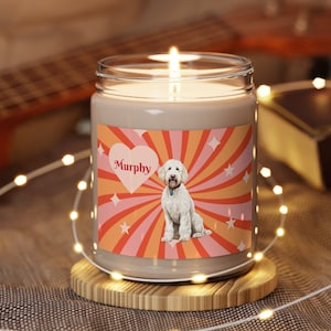 Labradoodle Dog Personalized Scented Soy Candle, 9oz for Dog Lovers, Doodle Dog Owners Gift Ideas Home Decor Eco-Friendly Vegan