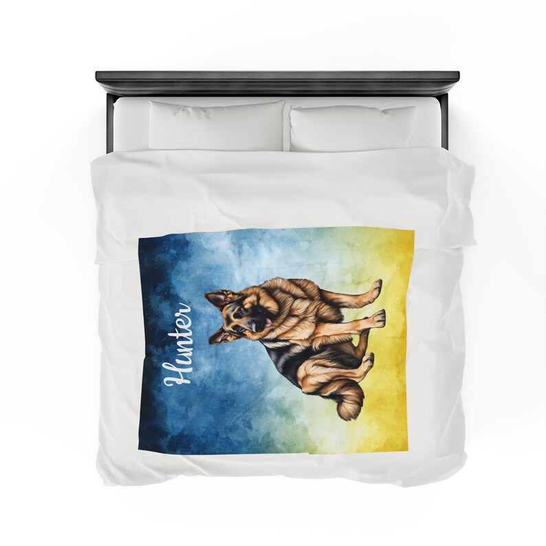Personalized German Shepherd Dog Blanket, Plush Velveteen Blanket
