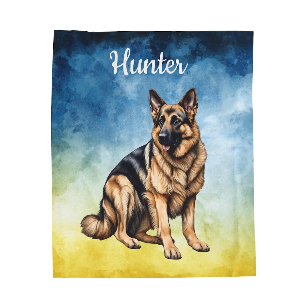 Personalized German Shepherd Dog Blanket, Plush Velveteen Blanket