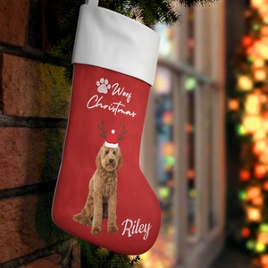 Personalized Goldendoodle Dog Christmas Stocking, Doodle Gift, Dog Lovers, Dog Pet Owners Gift Animal Home Decor Custom 7x13 image 4