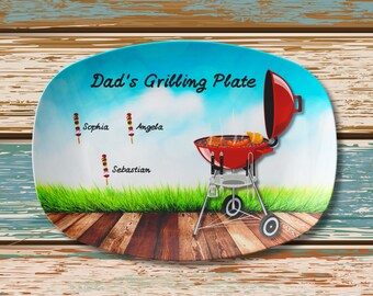 Plaque à griller personnalisée pour papa, cadeau de fête des pères personnalisé de la part de la famille, prénoms d'enfants, cadeaux personnalisés pour barbecue, cadeau d'anniversaire du grand-père de papa