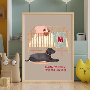 Custom Pet Art for Nursery, Dog Cat Wall Art Poster, Boy, Girl, Gender Neutral, Personalized Pet Baby Shower Gift Puppy Decor Personalized